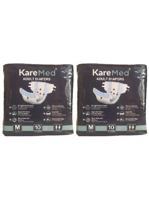 KareMed Adult Diaper Sticker Type Medium (Pack Of 2) 20 Pieces