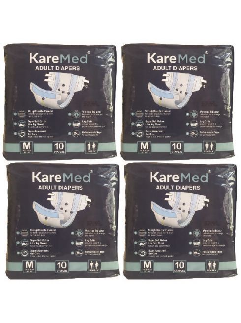 KareMed Adult Diaper Sticker Type Medium (Pack Of 4) 40 Pieces